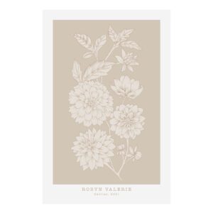 Dahlia Blooms Printable Poster Art - Beige (Digital Download)