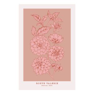 Dahlia Blooms Printable Poster Art - Berry Pink (Digital Download)