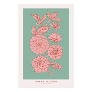 Dahlia Blooms Printable Poster Art - Retro Town (Digital Download)