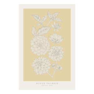 Dahlia Blooms Printable Poster Art - Soft Yellow (Digital Download)