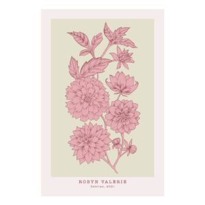 Dahlia Blooms Printable Poster Art - Strawberry Yoghurt (Digital Download)