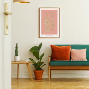 Dahlia Blooms Printable Poster Art - Pomegranate Pink (Digital Download)