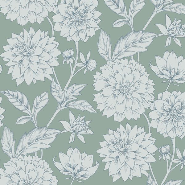 Dahlia Blooms Blush Blush Wallpaper