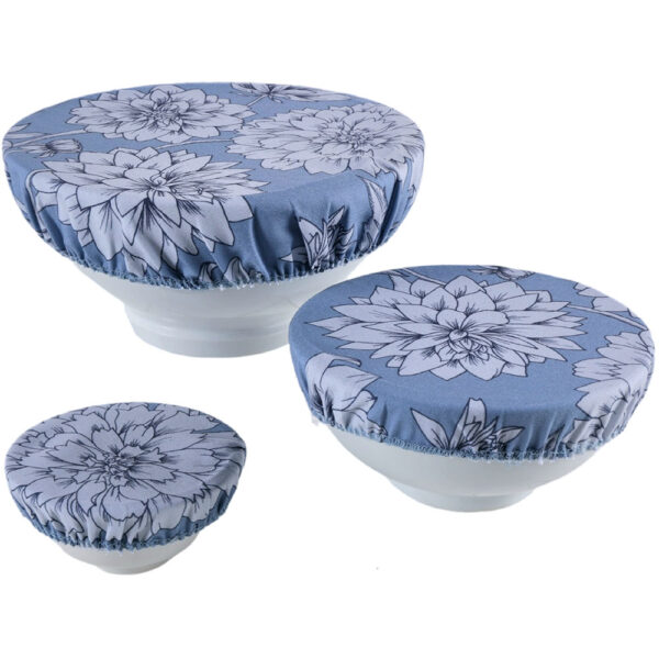 Dahlia Blooms Bowl Covers Set of 3 (Blueberry Soda)