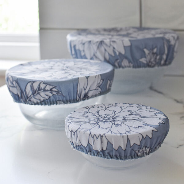 Dahlia Blooms Bowl Covers Set of 3 (Blueberry Soda)