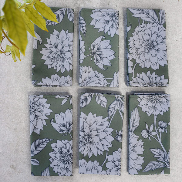 Dahlia Blooms Napkins (Amazon Green) Pack of 6