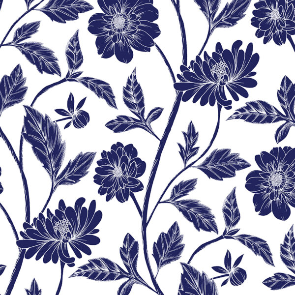 Trailing Dahlia Navy Wallpaper by Robyn Valerie