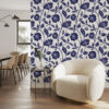 Trailing Dahlia Navy Wallpaper by Robyn Valerie