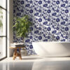 Trailing Dahlia Navy Wallpaper by Robyn Valerie
