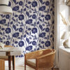 Trailing Dahlia Navy Wallpaper by Robyn Valerie
