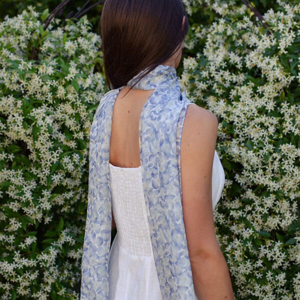 Silk Chiffon Scarf – Blue Hydrangeas