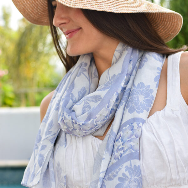 Blue Floral Modal Scarf