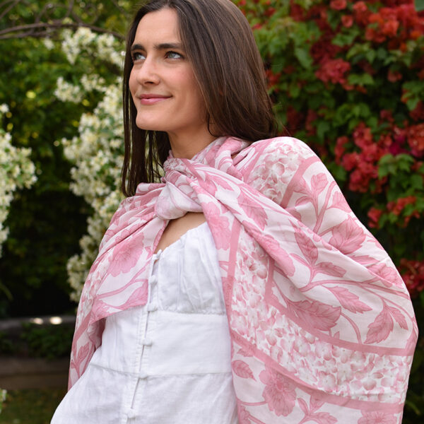 Pink Floral Modal Scarf