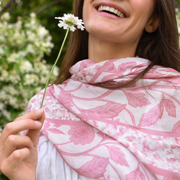 Pink Floral Modal Scarf