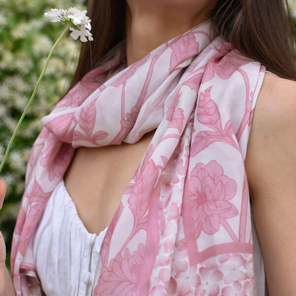 Pink Floral Modal Scarf