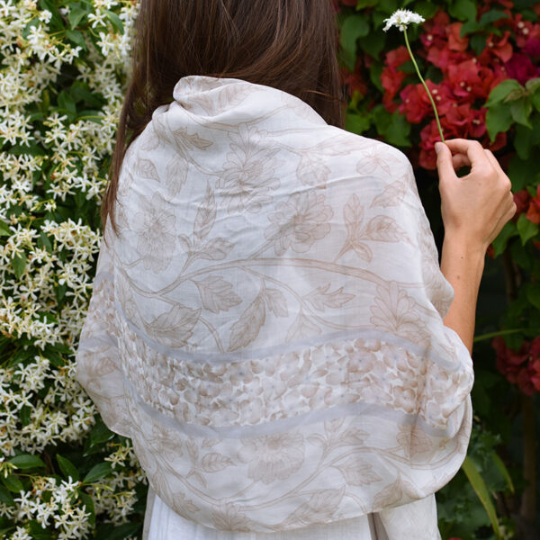 Beige Floral Modal Scarf