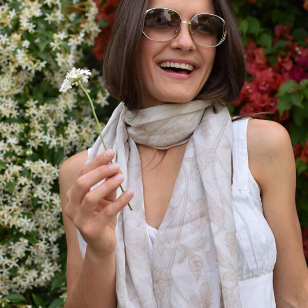 Beige Floral Modal Scarf