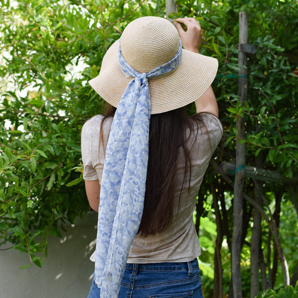 Silk Chiffon Scarf – Blue Hydrangeas