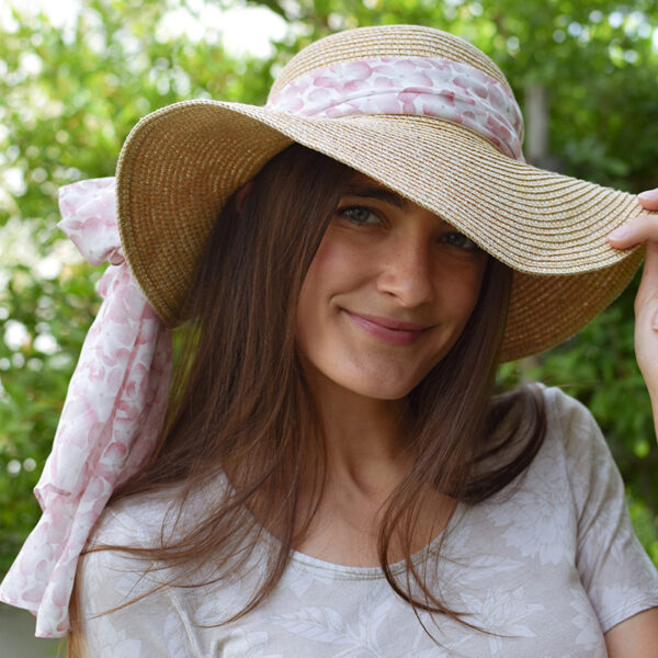 Silk Chiffon Scarf – Pink Hydrangeas