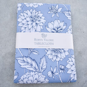 Dahlia Blooms Tablecloth - Blueberry Soda