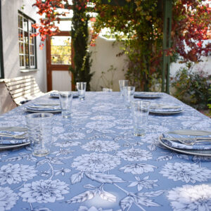 Dahlia Blooms Tablecloth - Blueberry Soda