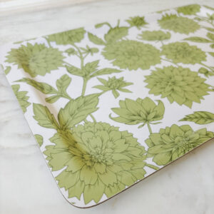 Large Melamine Tray - Dahlia Blooms (Pistachio)