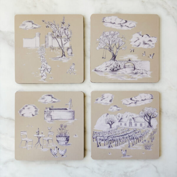 Heat-Resistant Drinks Coasters (pack of 4) - Toile du Cap