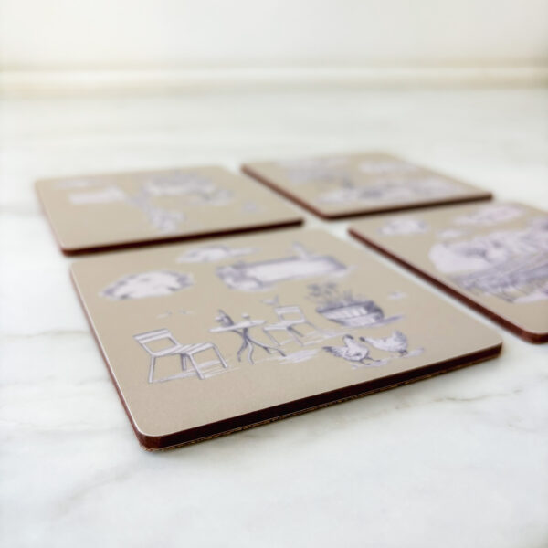 Heat-Resistant Drinks Coasters (pack of 4) - Toile du Cap