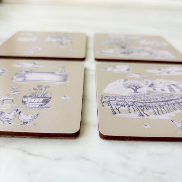 Heat-Resistant Drinks Coasters (pack of 4) - Toile du Cap