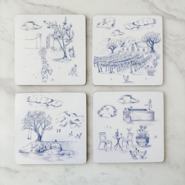 Heat-Resistant Drinks Coasters (pack of 4) - Toile du Cap