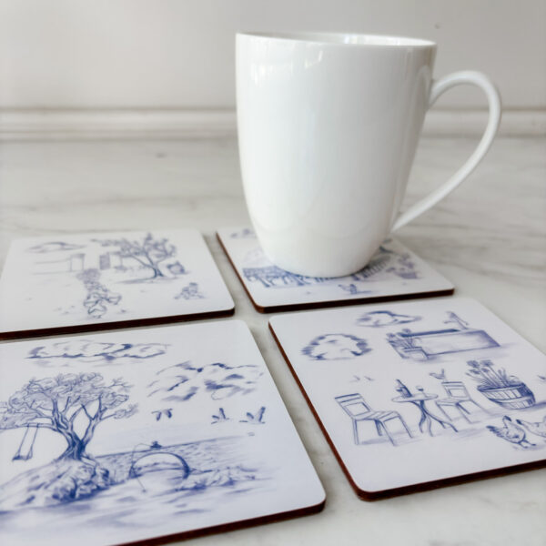 Heat-Resistant Drinks Coasters (pack of 4) - Toile du Cap