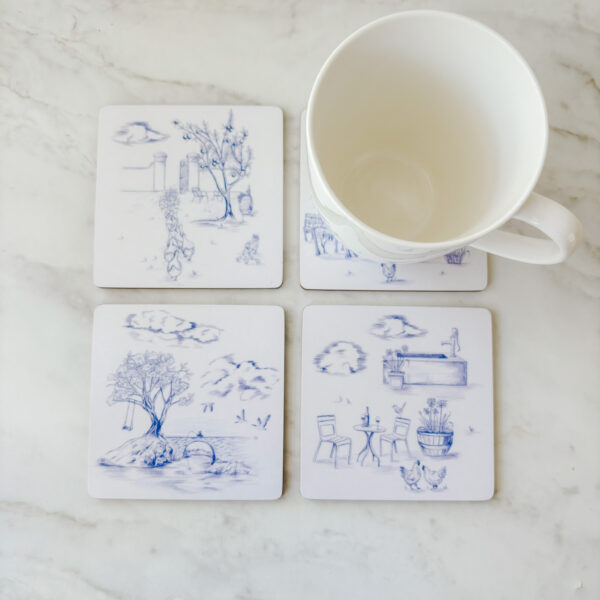 Heat-Resistant Drinks Coasters (pack of 4) - Toile du Cap